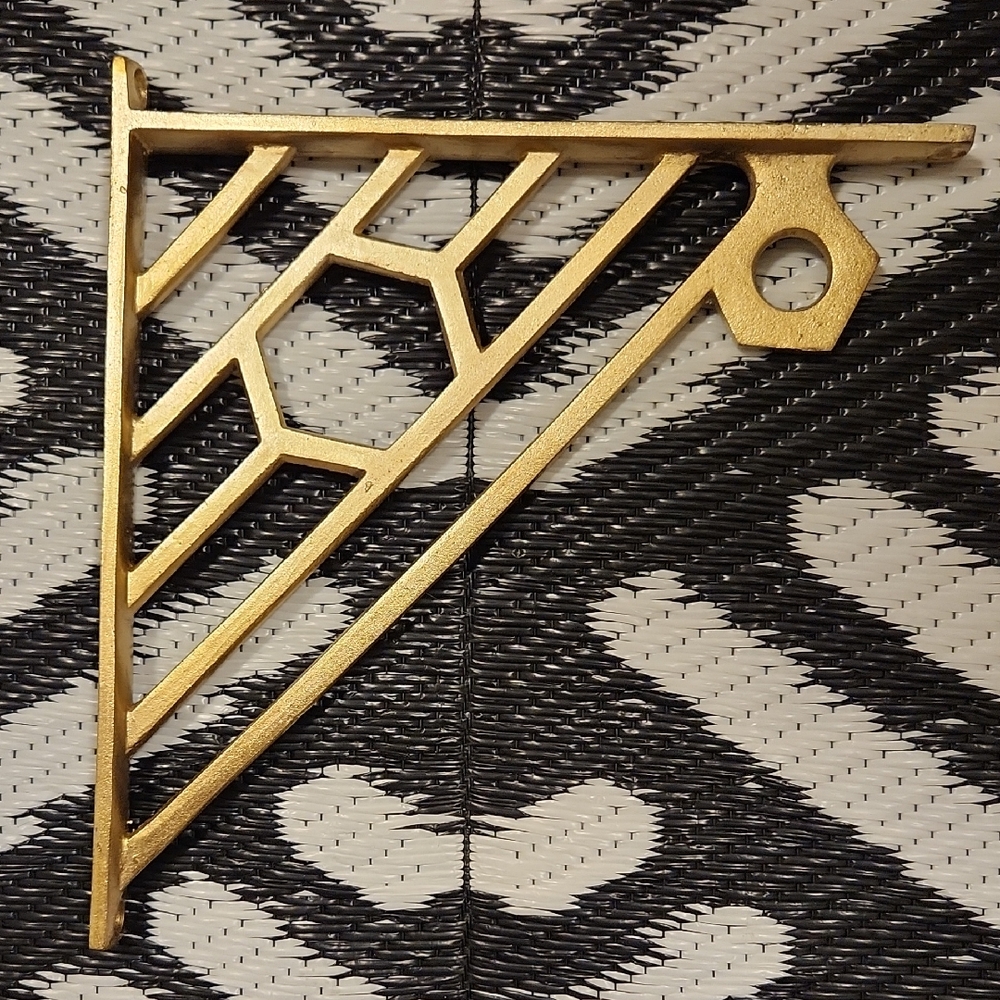 New Anthropologie Gold Geometric Art Deco Wall Brackets (2)